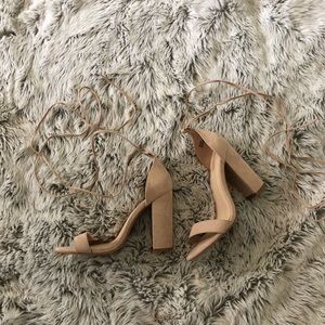 Forever 21 Block Suede Lace Up Heel